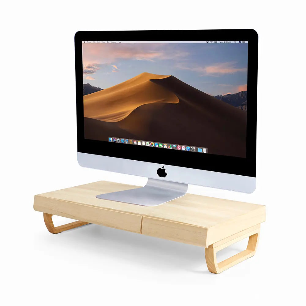 Support de moniteur en bois pour écran d'ordinateur avec plateau