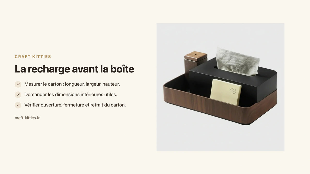Boîte à mouchoirs en bois : mesurer la recharge avant d'acheter — Craft Kitties