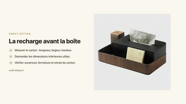 Boîte à mouchoirs en bois : mesurer la recharge avant d'acheter — Craft Kitties