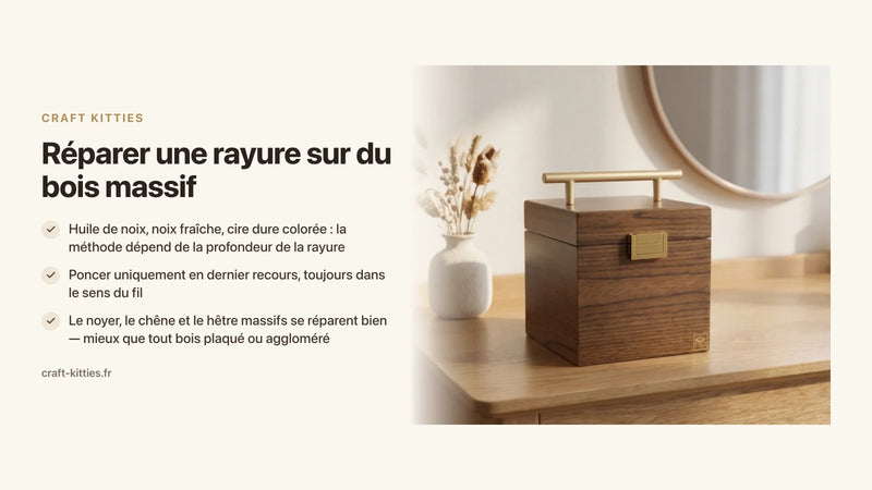 Réparer une rayure sur du bois massif : astuces maison et méthodes professionnelles — Craft Kitties