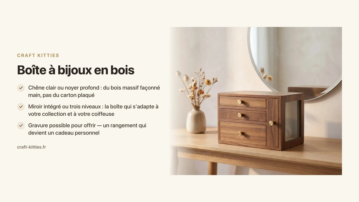 Boîte à bijoux en bois : le guide d'achat complet (chêne, noyer) — Craft Kitties