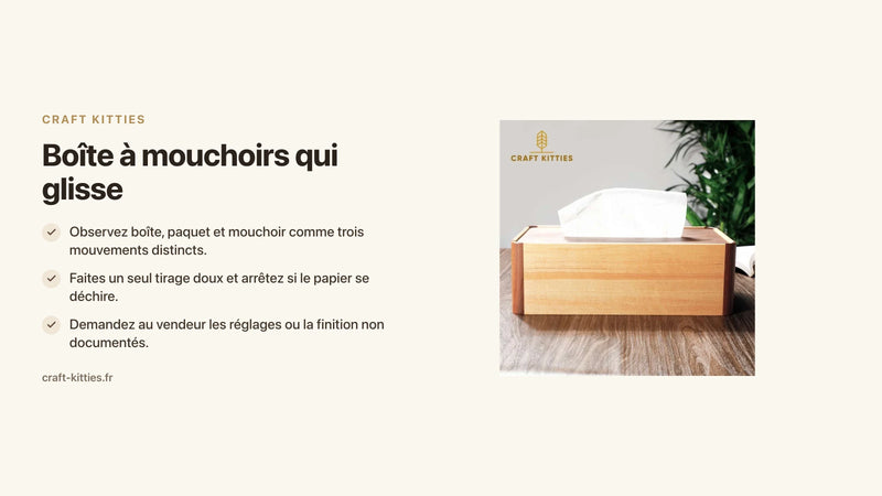 Boîte à mouchoirs qui glisse : tester la distribution d'une seule main — Craft Kitties