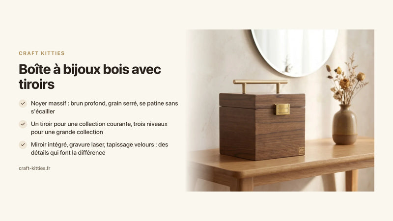 Boîte à bijoux bois avec tiroirs : rangement élégant et pratique — Craft Kitties