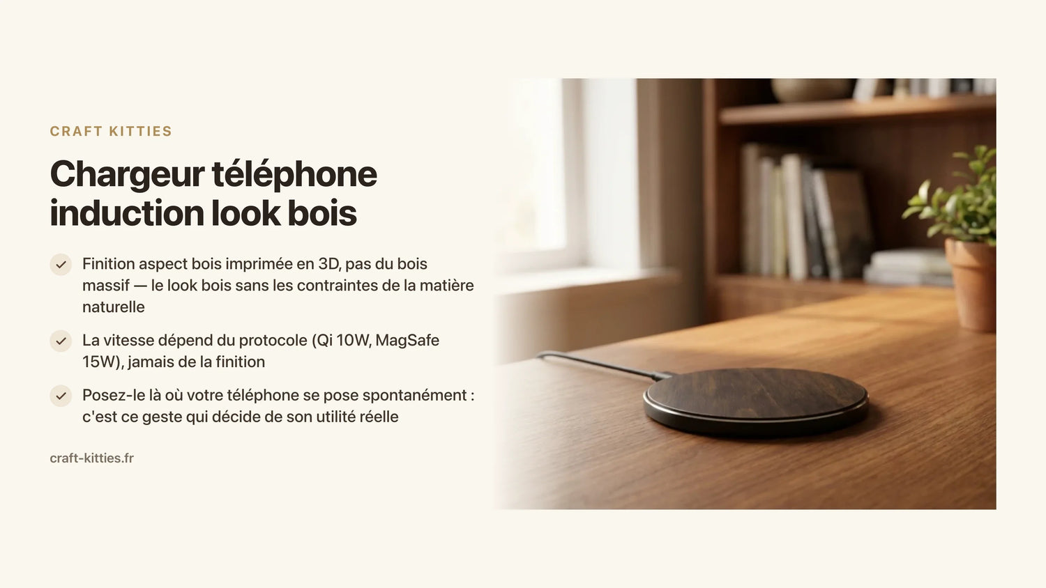 Chargeur téléphone induction look bois : guide et comparatif — Craft Kitties