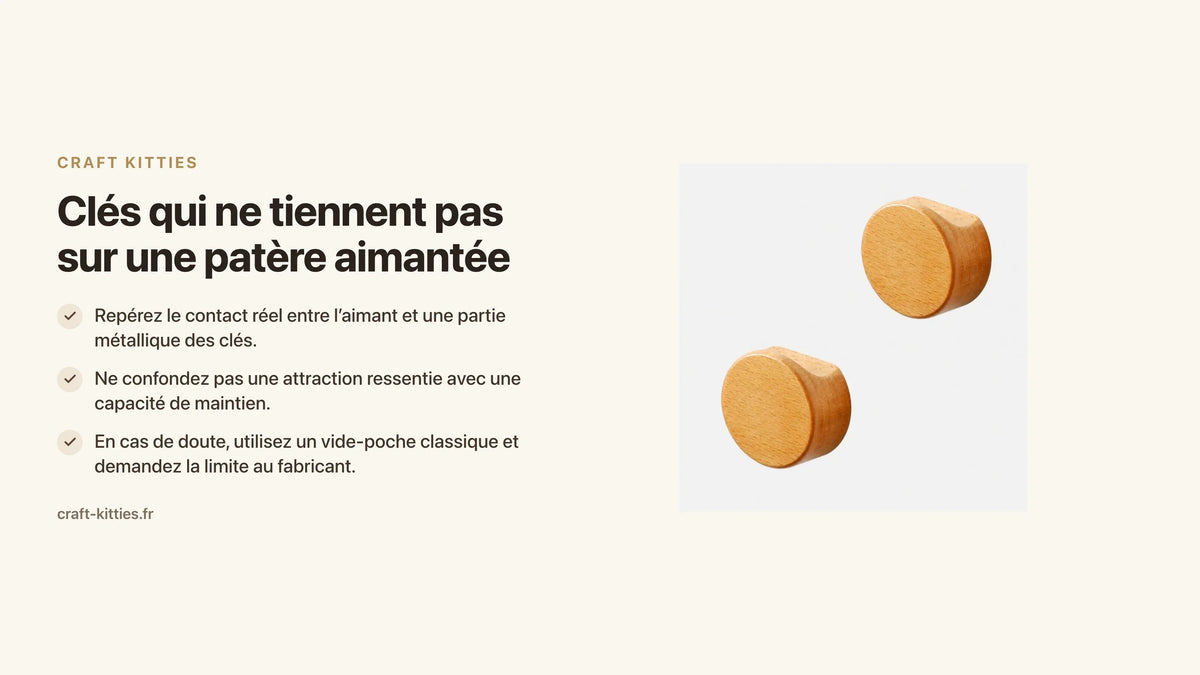 Clés qui ne tiennent pas sur une patère aimantée : distinguer attraction et maintien — Craft Kitties