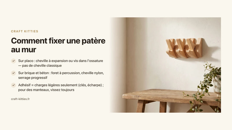 Comment fixer une patère au mur : cheville, vis, colle — quelle méthode choisir ? — Craft Kitties