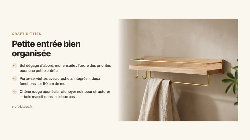 Petite entrée bien organisée : mobilier mural, crochets bois et astuces espace — Craft Kitties