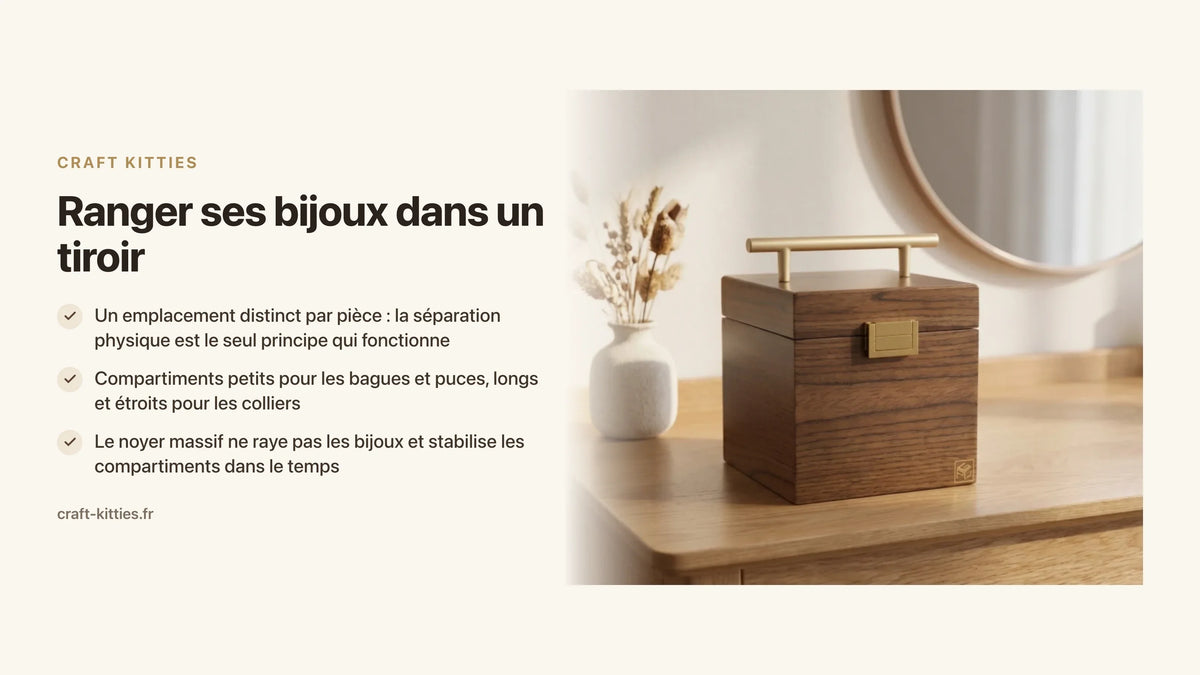 Ranger ses bijoux dans un tiroir : organiseurs, séparations et ordre pratique — Craft Kitties