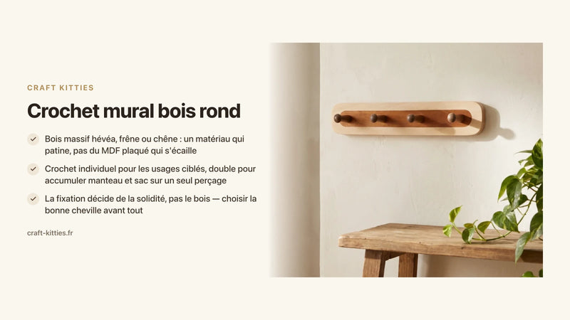 Crochet mural bois rond : forme, matière et fixation murale — Craft Kitties