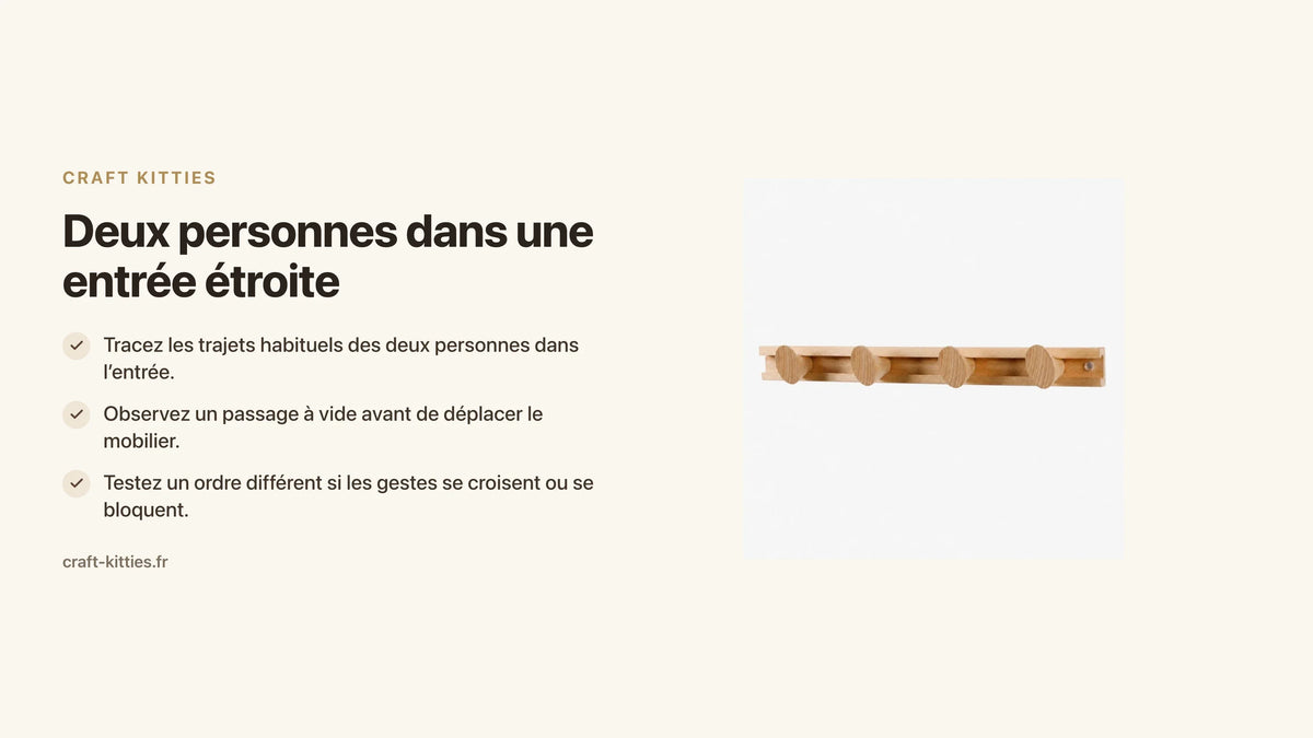 Deux personnes dans une entrée étroite : organiser les gestes sans bloquer le passage — Craft Kitties