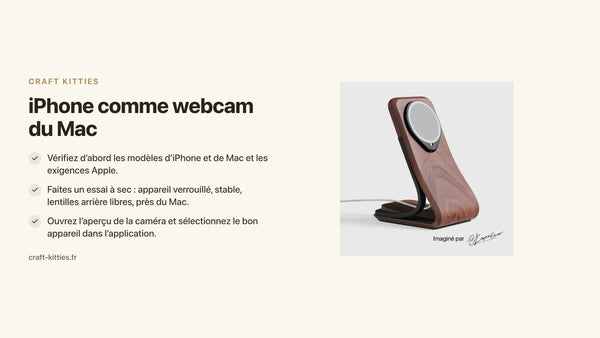 iPhone comme webcam du Mac : vérifier le support avant le premier appel — Craft Kitties