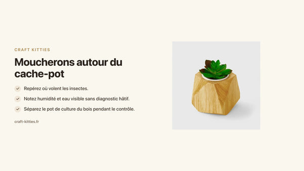 Moucherons autour du cache-pot : observer le terreau avant de traiter — Craft Kitties