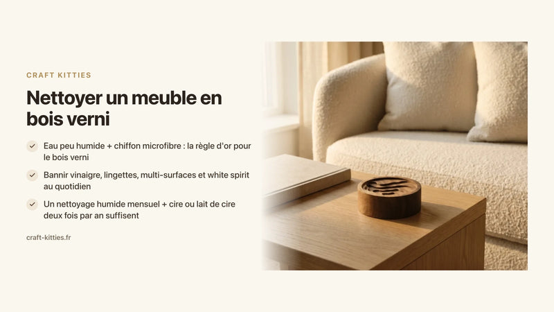 Nettoyer un meuble en bois verni : les gestes qui préservent la finition — Craft Kitties
