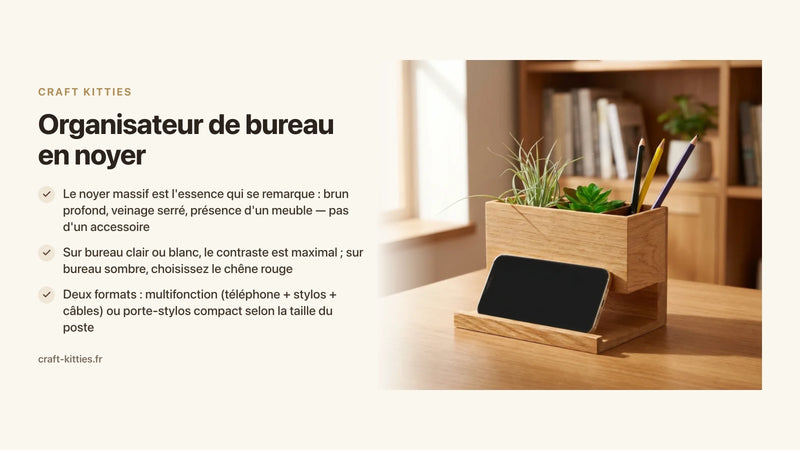 Organisateur de bureau en noyer : finition haut de gamme — Craft Kitties