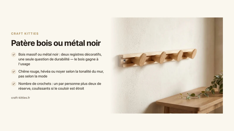 Patère bois ou métal noir : guide comparatif pour l'entrée et le couloir — Craft Kitties