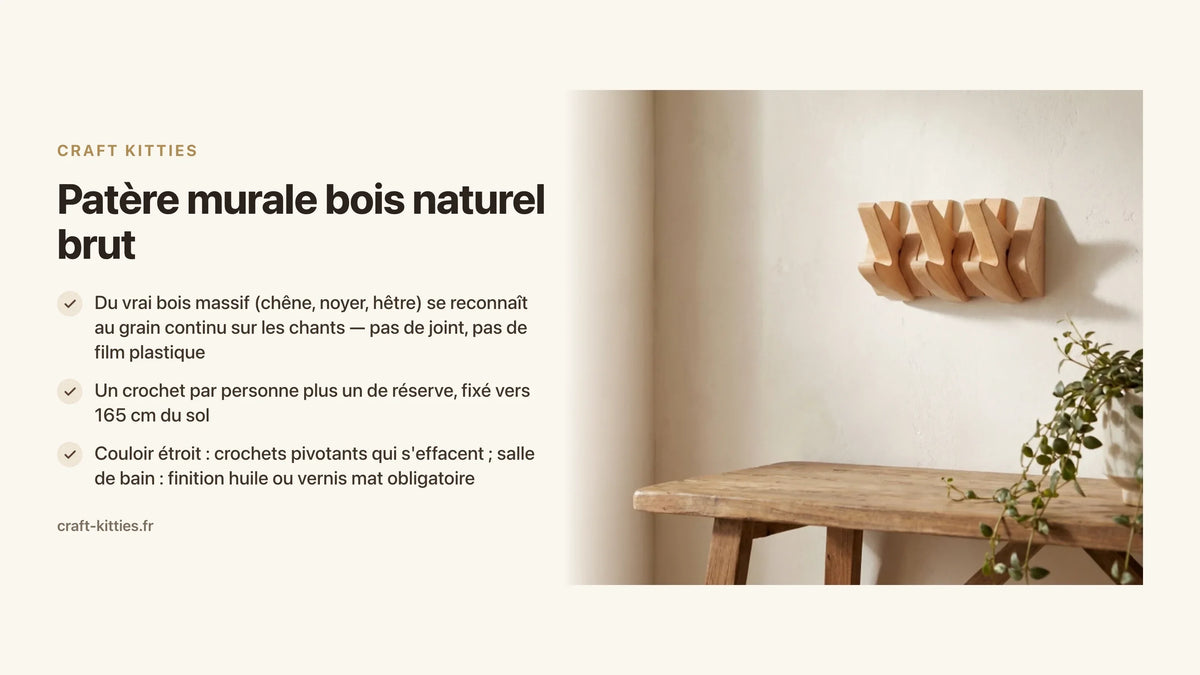 Patère murale bois naturel brut : guide d'achat matières nobles — Craft Kitties