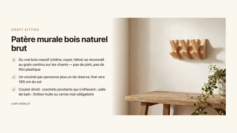 Patère murale bois naturel brut : guide d'achat matières nobles — Craft Kitties