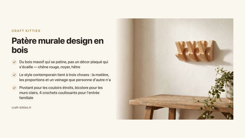 Patère murale design en bois : styles contemporains et artisanaux — Craft Kitties