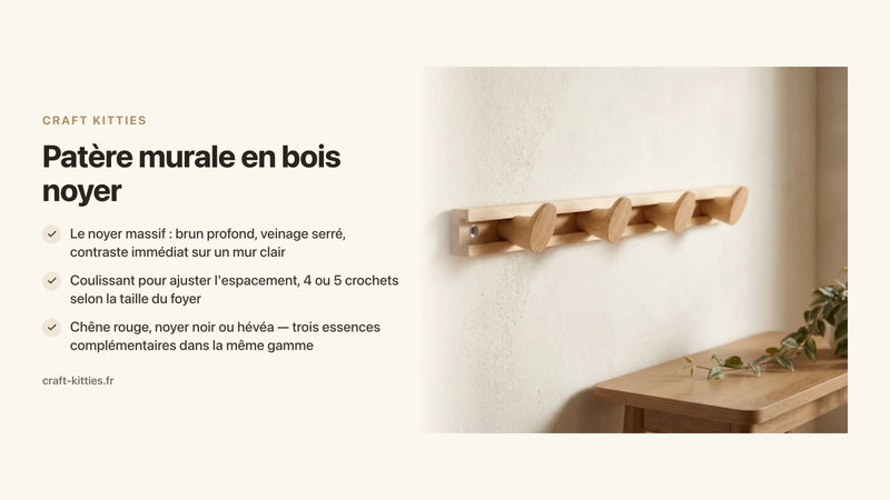 Patère murale en bois noyer : design et praticité pour l'entrée — Craft Kitties