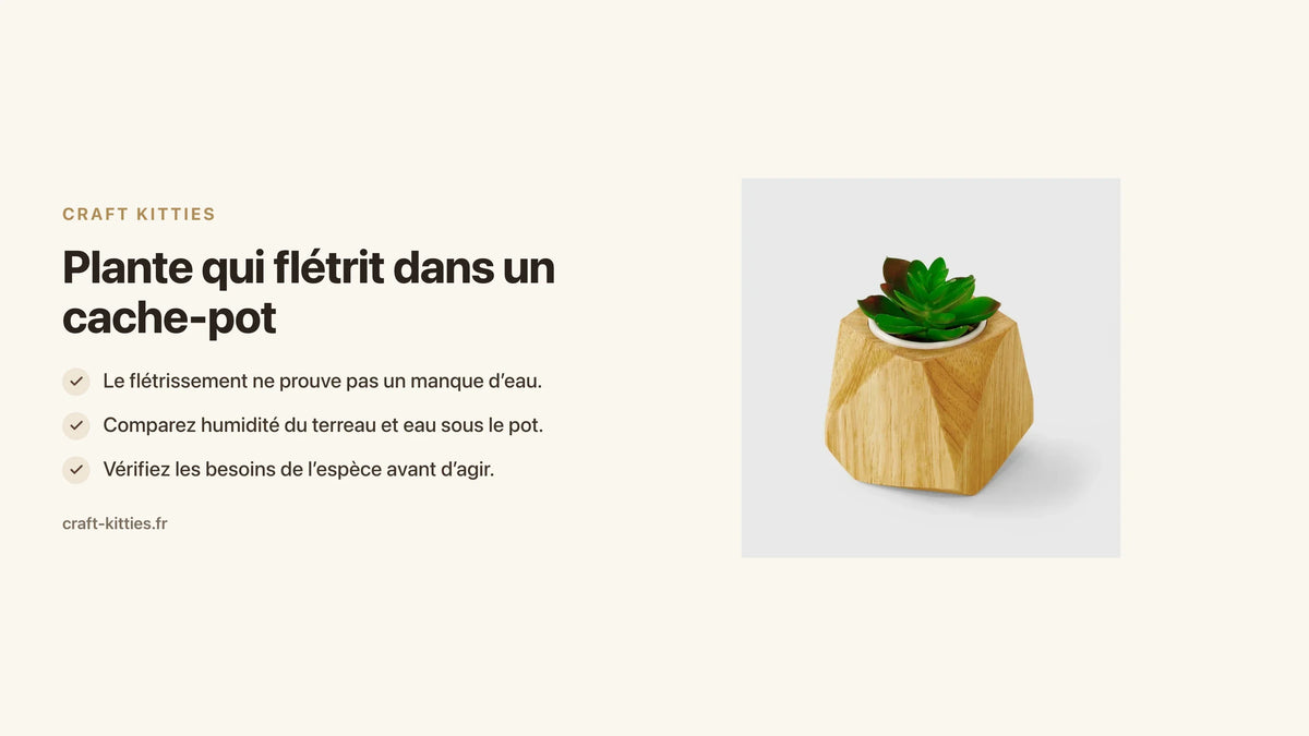 Plante qui flétrit dans un cache-pot : vérifier avant d’arroser davantage — Craft Kitties