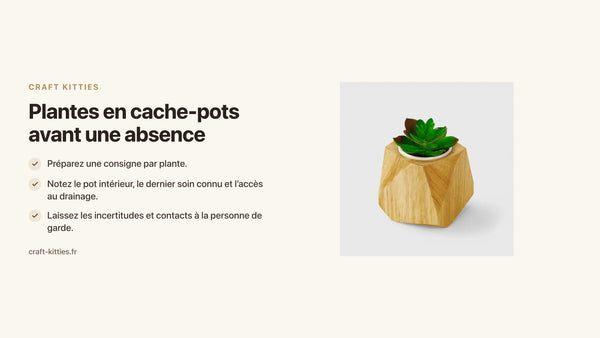 Plantes en cache-pots avant une absence : préparer une fiche de garde — Craft Kitties