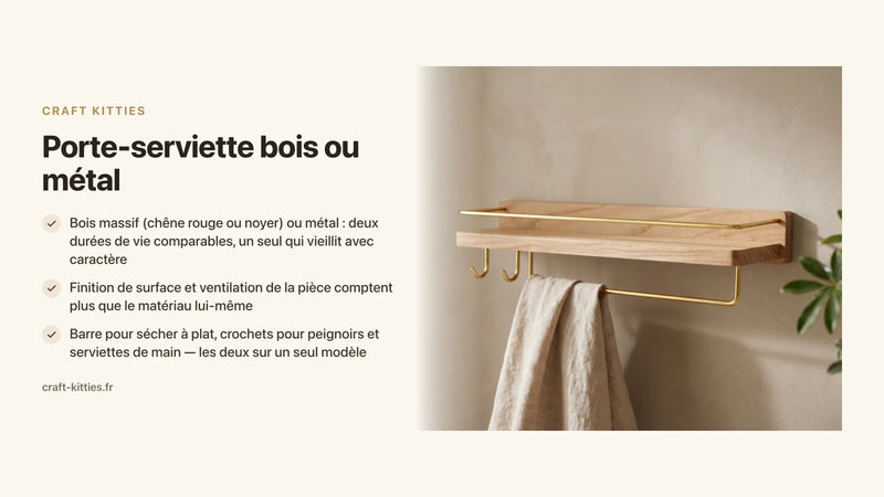 Porte-serviette bois ou métal : quel matériau pour une salle de bain durable ? — Craft Kitties