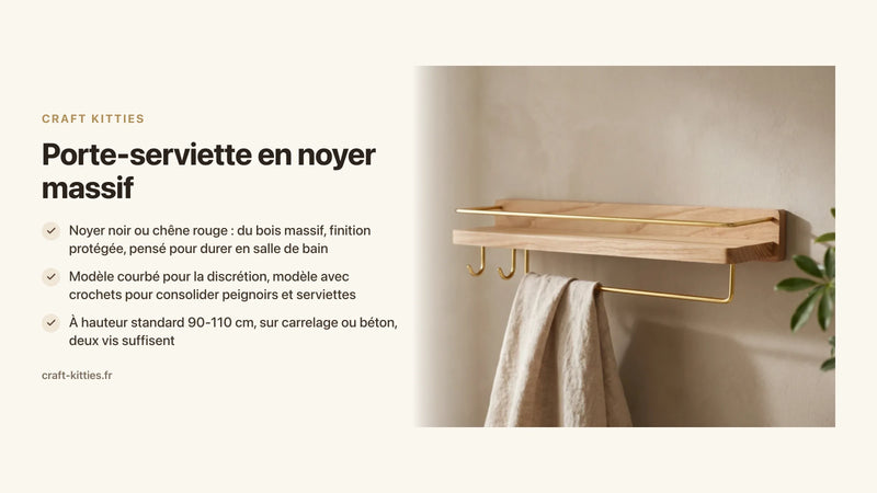 Porte-serviette en noyer massif : élégance naturelle pour votre salle de bain — Craft Kitties