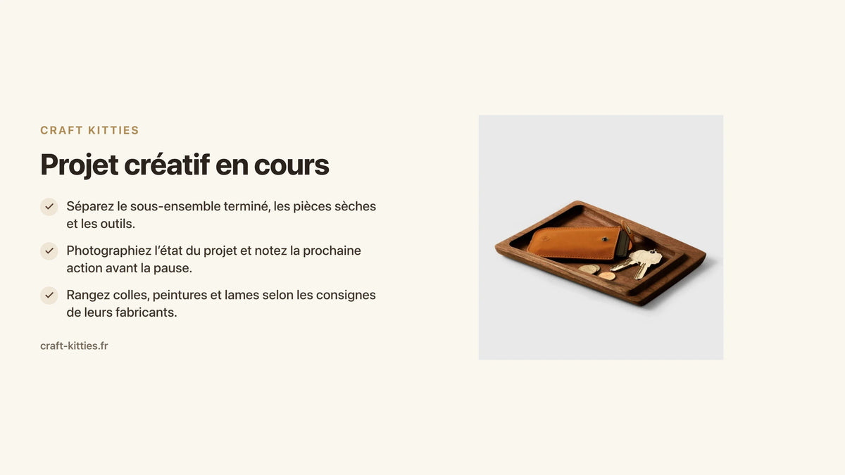 Projet créatif en cours : ranger outils et petites pièces sans tout mélanger — Craft Kitties