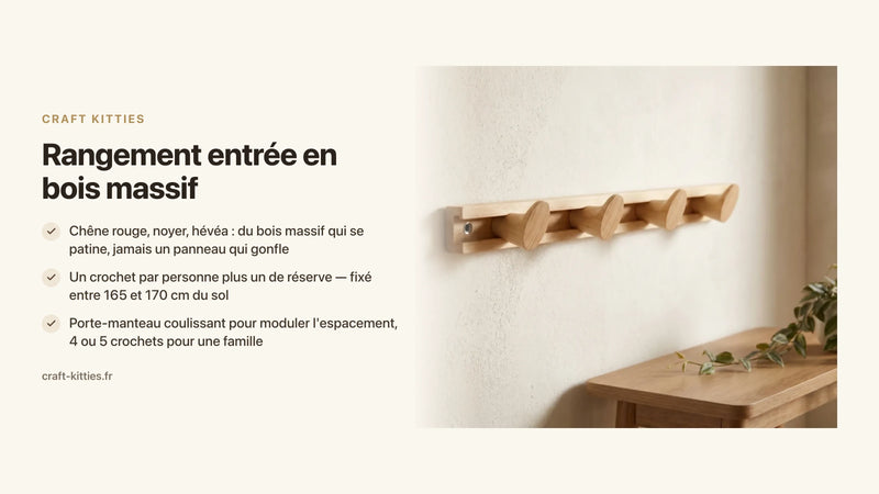 Rangement entrée en bois massif : patères, crochets et vide-poches pour démarrer serein — Craft Kitties