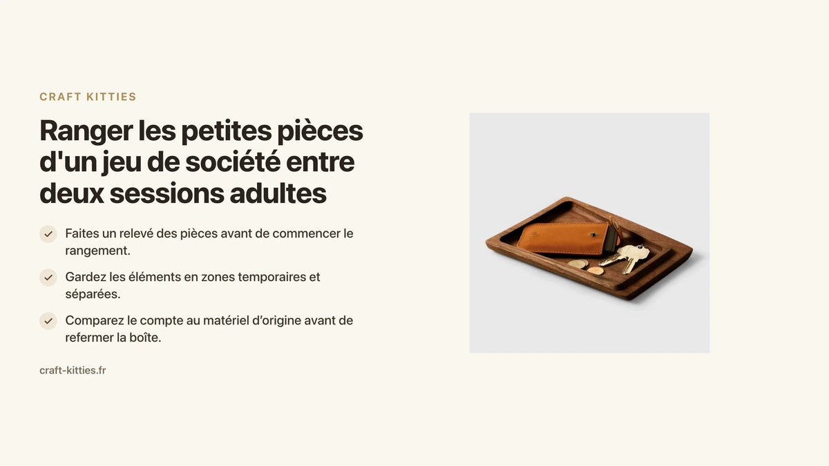 Ranger les petites pièces d'un jeu de société entre deux sessions adultes — Craft Kitties
