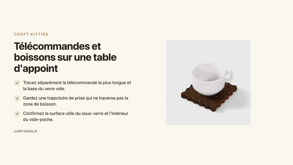 Télécommandes et boissons sur une table d'appoint : créer deux zones nettes — Craft Kitties