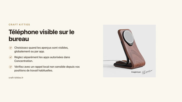 Téléphone visible sur le bureau : masquer les aperçus sans confondre silence et confidentialité — Craft Kitties