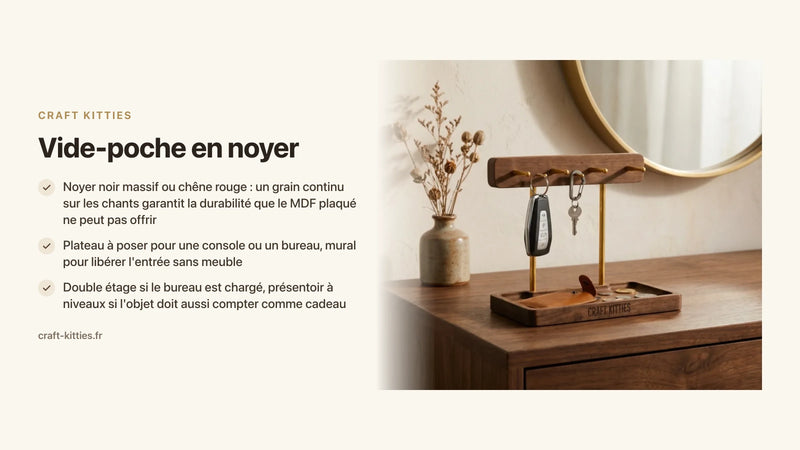 Vide-poche en noyer : design épuré pour le bureau ou l'entrée — Craft Kitties