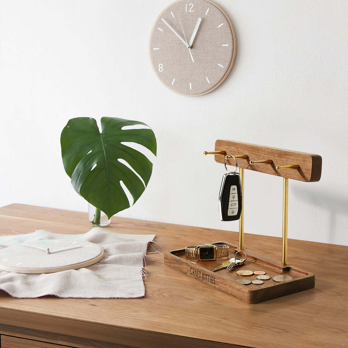 Présentoir vide-poche en noyer noir 24 cm — avec gravure