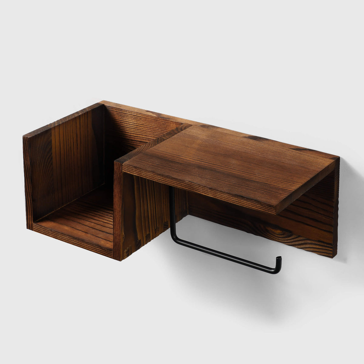 Porte-papier toilette en bois de pin avec tablette