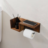Porte-papier toilette en bois de pin avec tablette