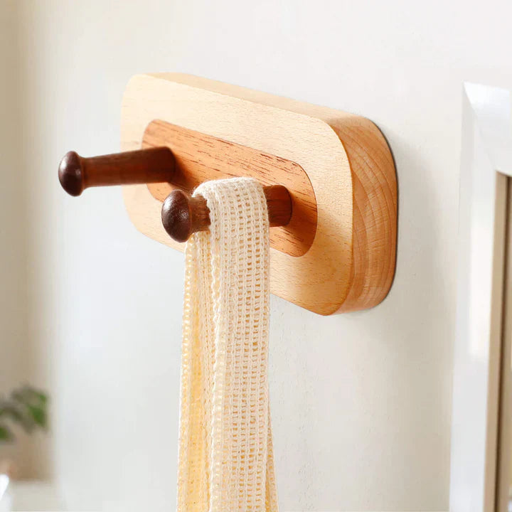 Crochet double mural en bois essences mixtes
