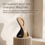 Support téléphone Silhouette aspect bois — MagSafe & Android