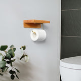 Dérouleur papier toilette chêne rouge avec plateau laiton — LUCIO
