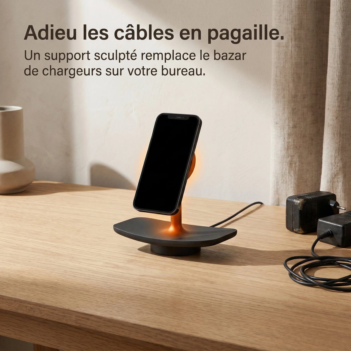 Chargeur sans fil Plateau Noir — station MagSafe design