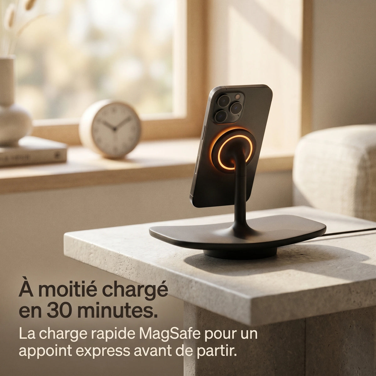 Chargeur sans fil Plateau Noir — station MagSafe design