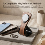 Support téléphone Silhouette aspect bois — MagSafe & Android