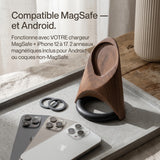 Support téléphone Fusée aspect bois — MagSafe & Android