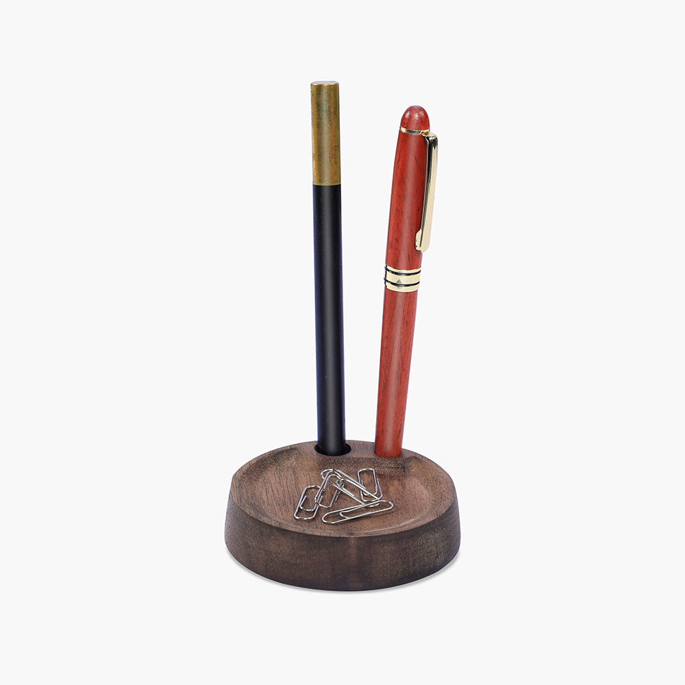 Pot à crayons en noyer ou chêne — fait main, gravure unique