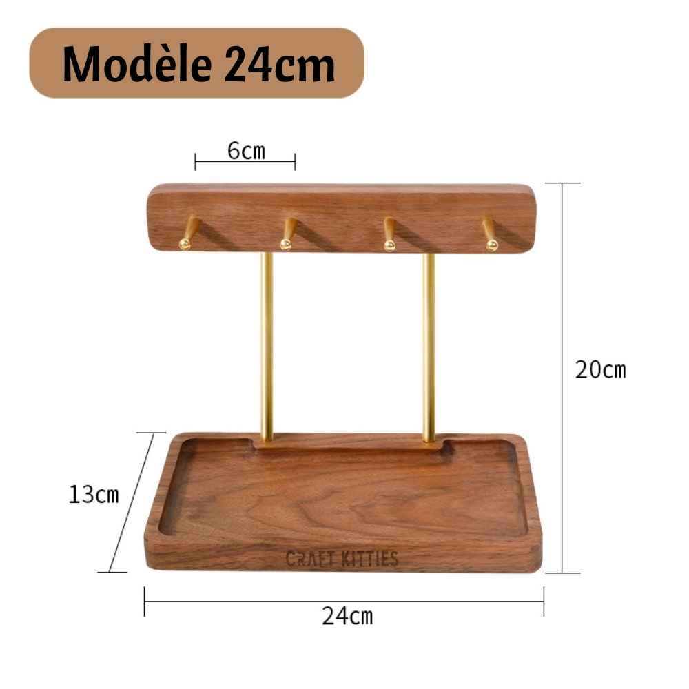 Présentoir vide-poche en noyer noir 24 cm — avec gravure