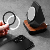 Support MagSafe GeoStone — chargeur iPhone géométrique bois