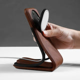 Support téléphone Classique aspect bois — MagSafe & Android