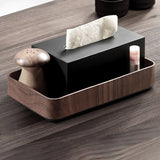 Boîte à mouchoirs bois double rectangle avec rangement