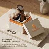 Support téléphone Silhouette aspect bois — MagSafe & Android