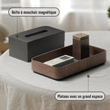 Boîte à mouchoirs bois double rectangle avec rangement